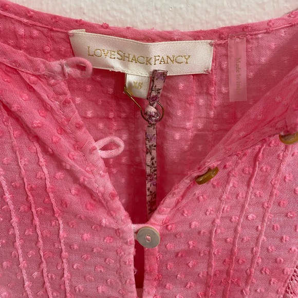 LoveShackFancy Sheldon Dress Fuchsia Hand Dye XS - Picture 3 of 4